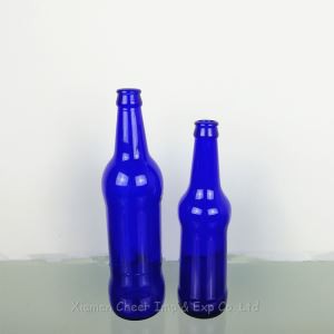 Chai bia thủy tinh màu xanh có in